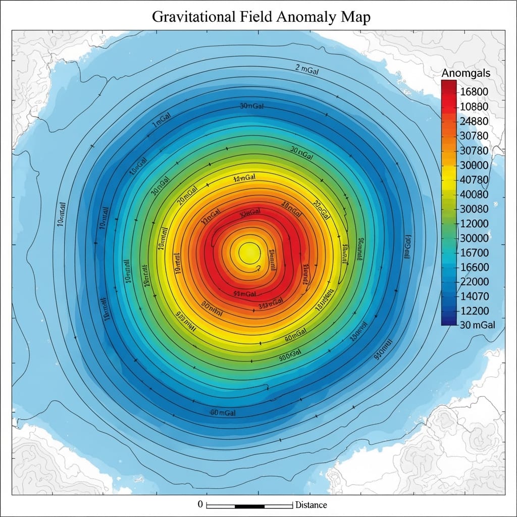 Gravitational field anomaly map