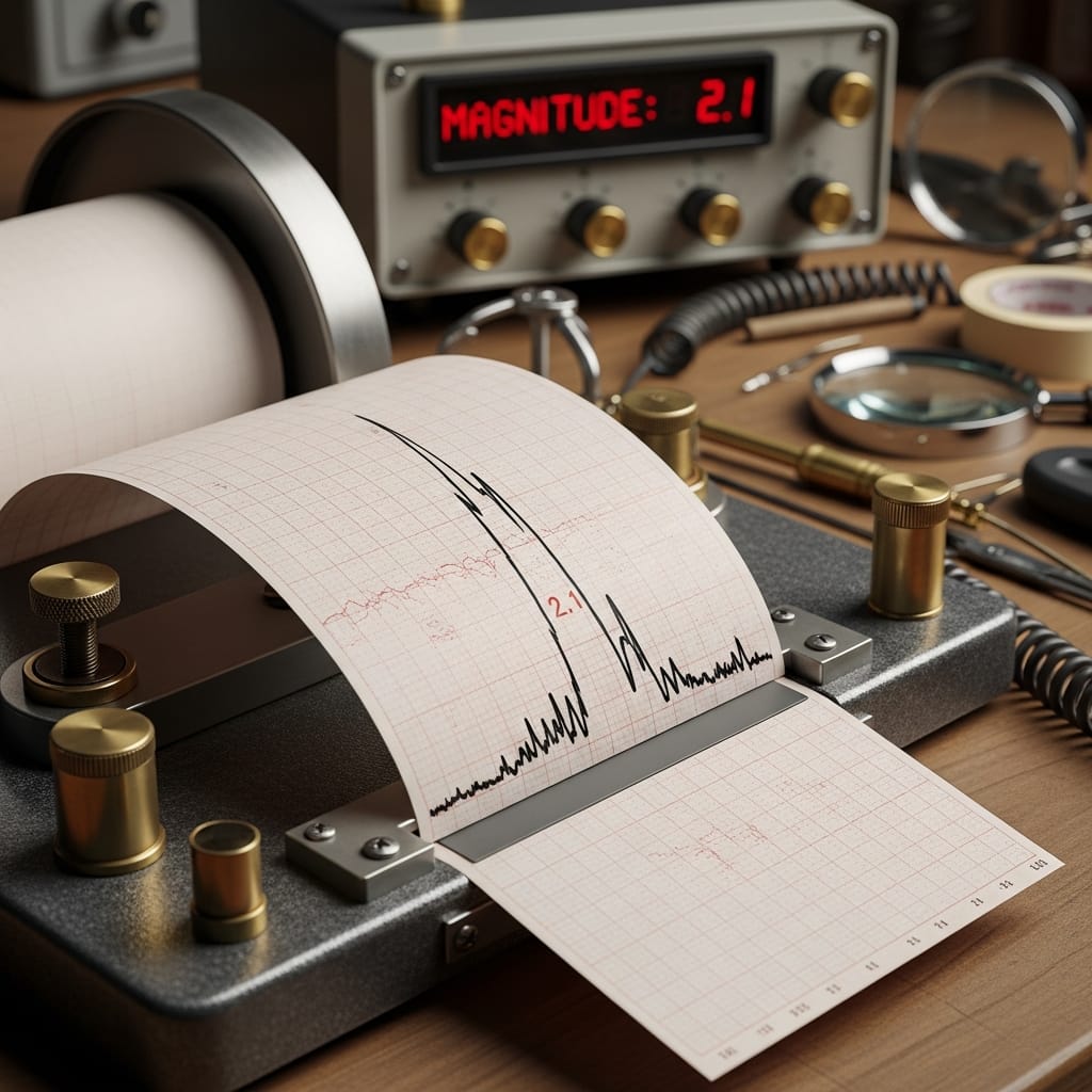 Seismograph reading 2.1 Richter